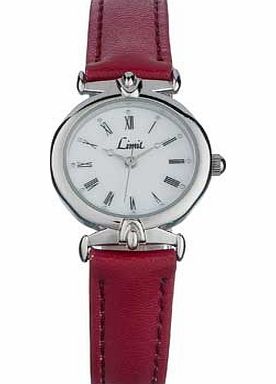Limit Ladies Small Round Red Strap Watch