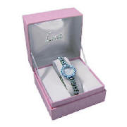 ladies stone set watch in a gift box