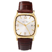 LIMIT MENS CHAMPAGNE LEATHER STRAP WATCH