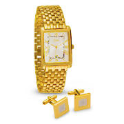 Limit Mens Gold Watch and Cufflink Set