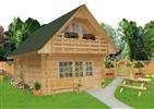 5 x 8m Log Home: 5.9 x 8.9m - 88mm Solid Wood no Insulation