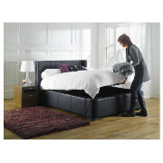 King Leather Storage Bed, Black & Rest