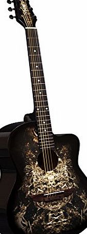 Lindo 933C Apprentice Series Tiger Cutaway Acoustic Guitar with Carry Case - Black