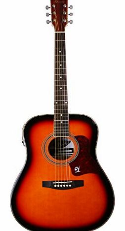 Lindo Black Sunburst Spruce Top Zebra Dreadnought Electro / Electric Acoustic Guitar w/ Digi Tuner and XLR/Jack Outputs (& Carry Case) *Deluxe sound and finish *YouTube Demo