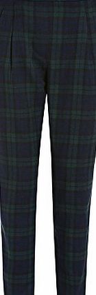 Lindy Bop Slacks Navy Tartan Trousers (Size 14)