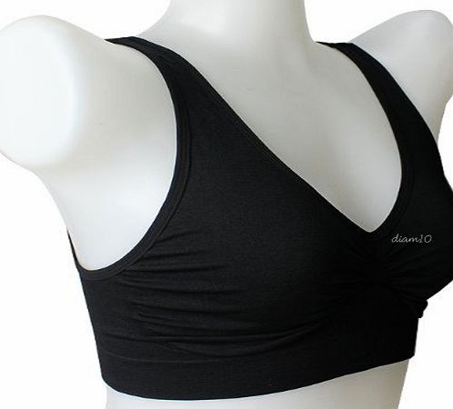 LINDYS LASHES Comfort Stretch Pull Sports Style Bra Style Soft Stretch Cup - 10 Colours To Choose From - All Sizes 6-20 (Black-10-12 MEDIUM)