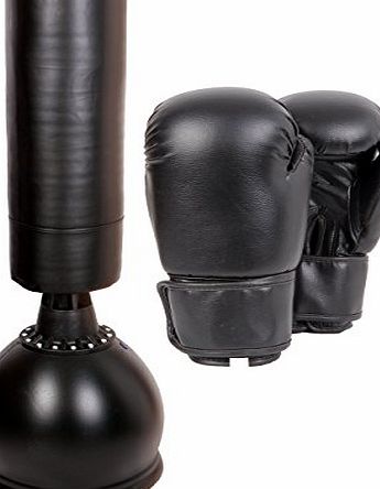 Lions Freestandig Punch Bag Boxing MMA Sparring Punching Training FREE Boxing Gloves (pair) (Black)