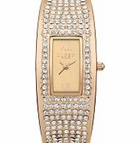 Lipsy Ladies Gold Curved Crystal Encrusted Watch