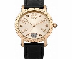 Lipsy Ladies Rose Gold and Black Watch