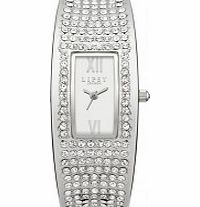 Lipsy Ladies Silver Curved Crystal Encrusted Watch
