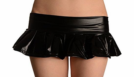 LissKiss Black Faux Leather Pleated Mini Skirt - Black Designer Skirt