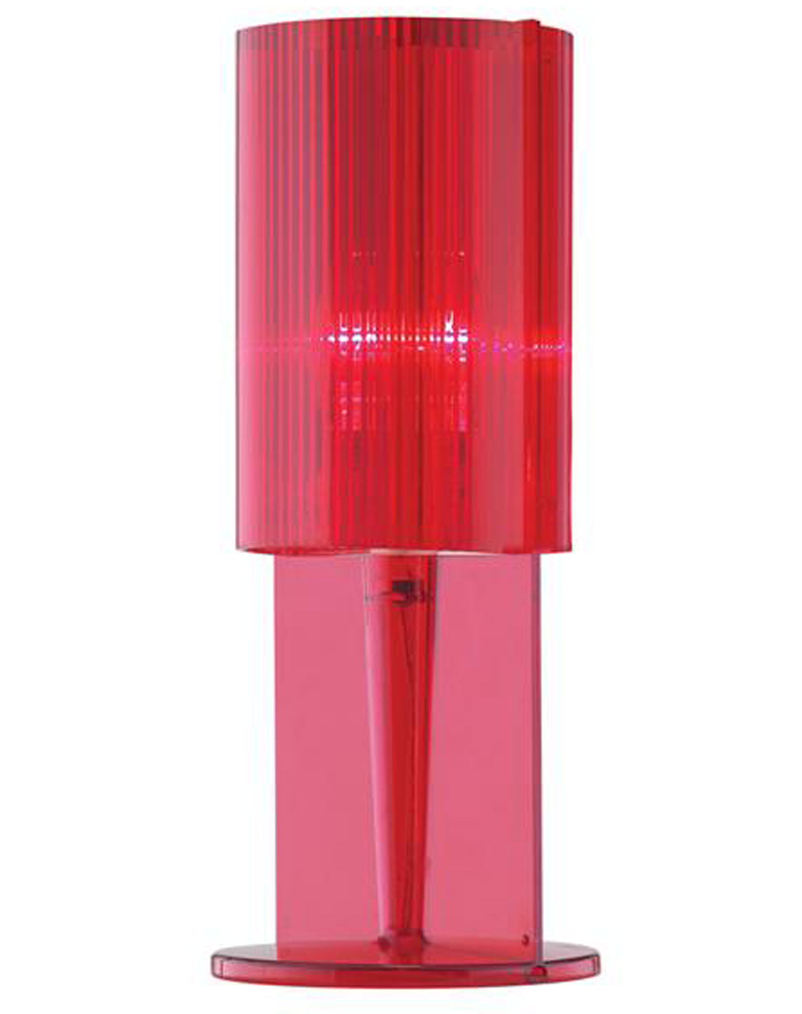 Red Acrylic Ribbed Table Lamp