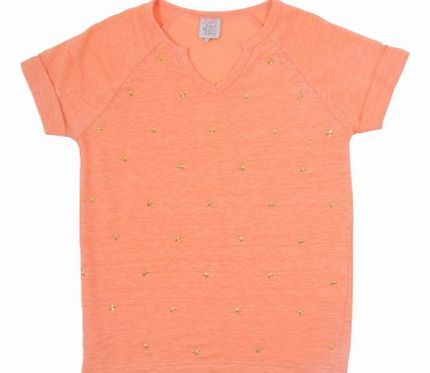 Tiny Linen Stars T-shirt Peach `8 years,10 years