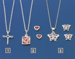 heart design silver pendant and earrings-set