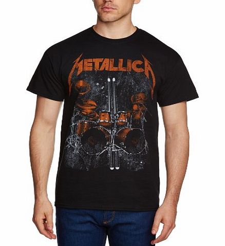 Live Nation Mens Metallica - Lars Drum Kit Crew Neck Short Sleeve T-Shirt, Black, Small