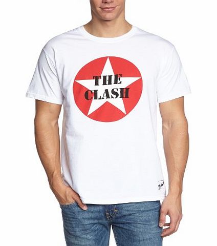 Live Nation Mens The Clash - Star Logo Crew Neck Short Sleeve T-Shirt, White, X-Large