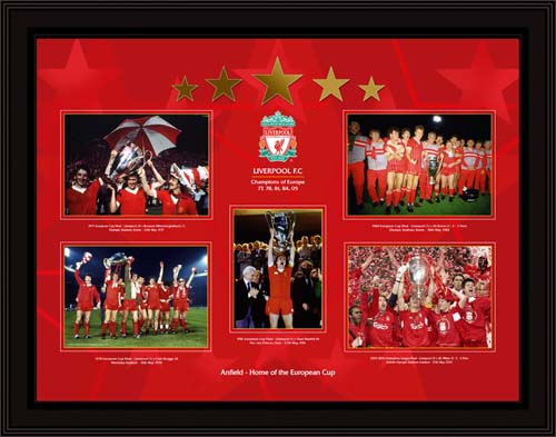 Liverpool and#8211; 5 Star European Champions and8211; Framed presentation