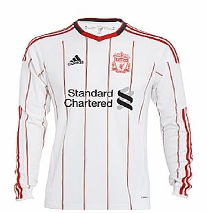 Liverpool Away Shirt Adidas 2010-11 Liverpool Long Sleeve Away Shirt (Suarez