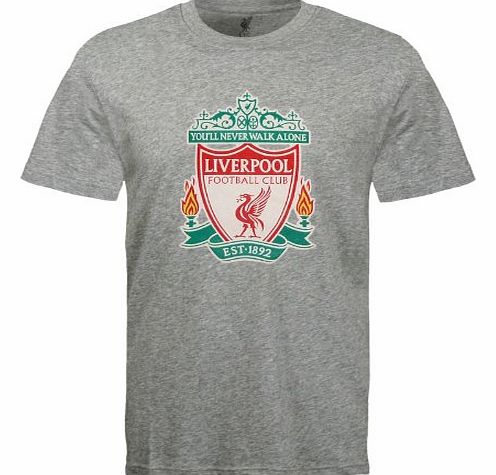 Liverpool FC Official Football Gift Kids Crest T-Shirt Grey 6-7 Years