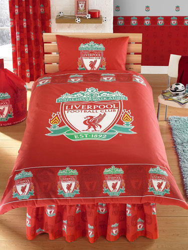 Liverpool FC Duvet Cover and Pillowcase Border Crest Bedding
