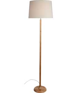 Java Wood Linen Floor Lamp