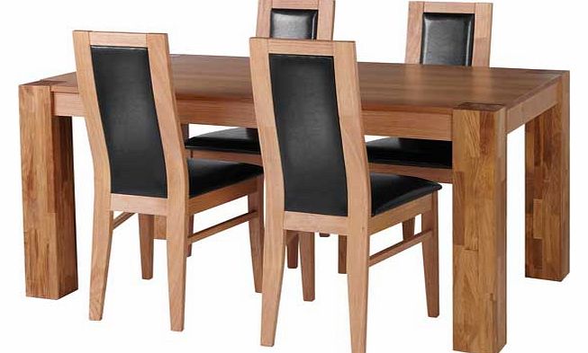 Warwick Oak Dining Table and 4 Black Chairs