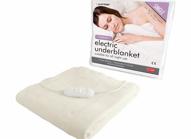 LLOYTRON  Luxury Washable Dual Heat Control Electric Underblanket, Single