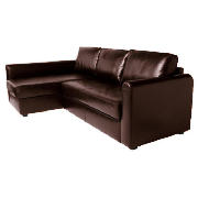 Leather Effect Chaise Sofa Bed, Chocolate