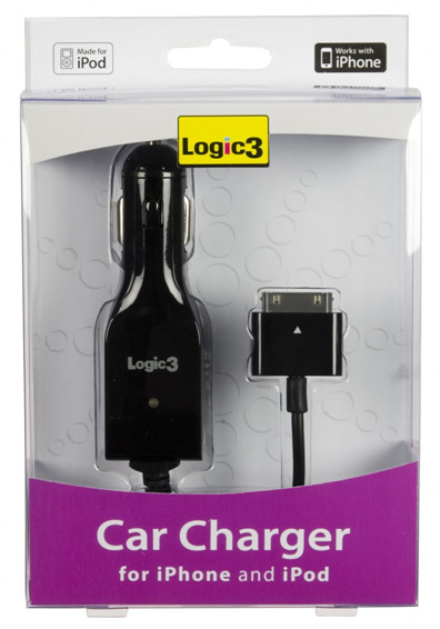 logic 3 Car Charger for iPhone and iPod - Black