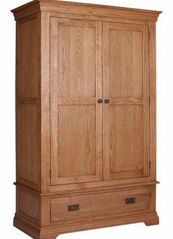 Loire Oak Farmhouse 2 Door 1 Drawer Wardrobe