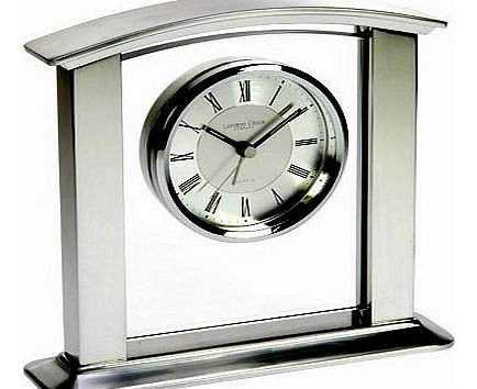 London Clock Beautiful Silver Glass Arch top Quartz Mantel / Mantle Clock with Alarm Height 18cm