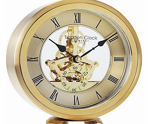 London Clock - 04114 - Gold Round Skeleton Mantel Clock