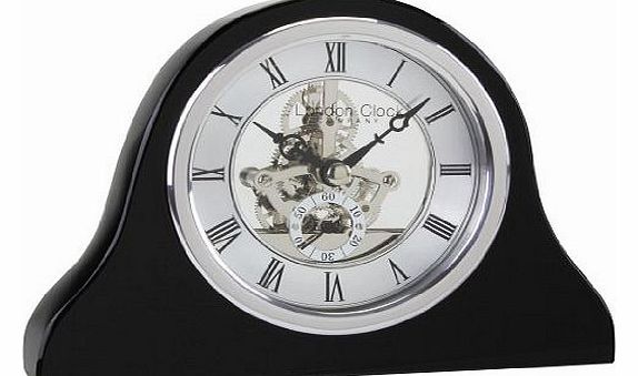 London Clock Stunning Napoleon Mantel Clock Black Glass Skeleton Movement by London Clock Company