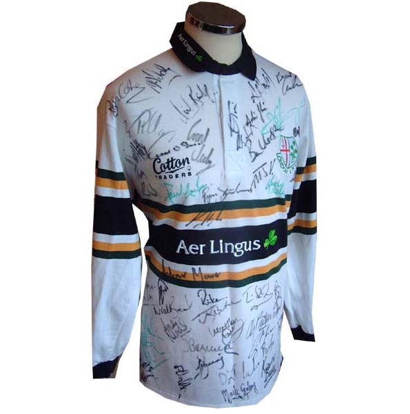London Irish shirt signed by over 50 players