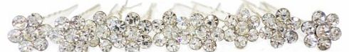 LondonProm 6 Of SPARKLY Silver flower DIAMANTE STONE HAIR PINS Diamante Crystal Bridal Hair