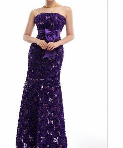 CP10 Purple lace fishtail size 6-14 Evening Dresses Evening Dresses party full length prom gown ball dress robe (purple -14)