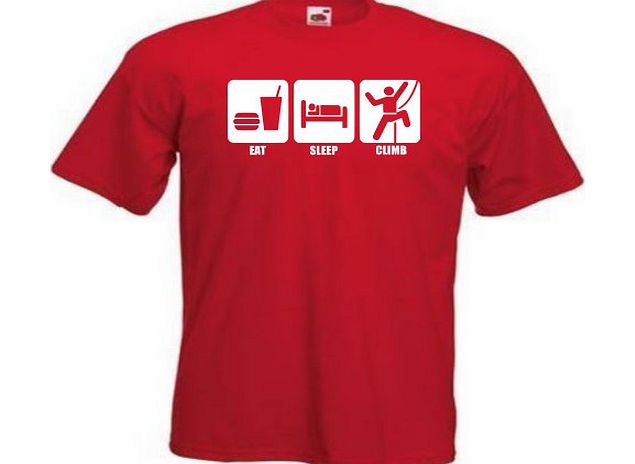 Loopyparrot Eat sleep climb climbing T-shirt 401 - Red - Medium