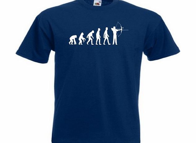Loopyparrot Evolution of man archery T-shirt 339 - Navy - Large