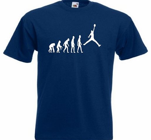Loopyparrot Evolution of man basketball T-shirt 86 - Navy - Large