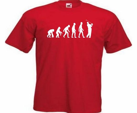 Evolution of man golf T-shirt 82 - Red - Large