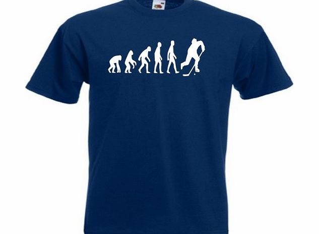 Loopyparrot Evolution of man ice hockey T-shirt 335 - Navy - Medium