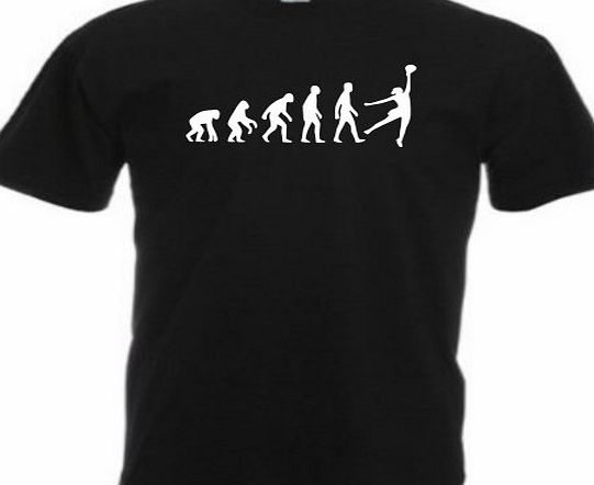 Loopyparrot Evolution of man netball T-shirt 356 - Black - Small