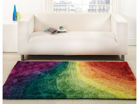 Lord of Rugs Very Large Quality Shaggy Modern Rainbow Coloured Swirl Design Rug 160 x 220 cm (53`` x 74``) Carpet