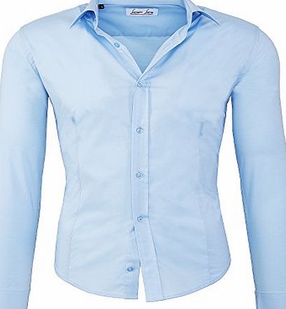 Lorenzo Loren Mens Button Down Casual Shirt - Blue - X-Large