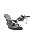 Black Swarovski Crystal and Satin Evening Slide Shoes