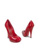 Red Patent Leather Platform Pump Shoes