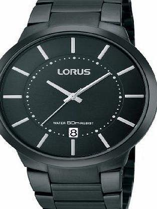 Lorus Black Dial IP Black Stainless Steel Bracelet Gents Watch RS929BX9