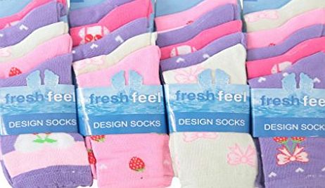 Louise23 10pairs Girls Cotton Blend Funky Pattern Design Socks Girls Back To School Socks Shoe Size 9-12