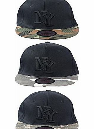 Boys Retro Urban NY Camouflage Design Snapback Hip Hop Baseball Cap Mens Snap Back Peak Hat Dark Camouflage