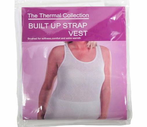 Louise23 Ladies Thermal Winter Warm Underwear Womens Brushed Built Up Strap Thermal Vest S-XL White Medium